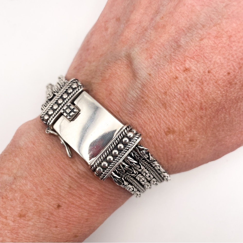 Silpada B1452 Sterling Silver Multi-Strand Woven Chain Bracelet with Box Clasp - Picture 8 of 13
